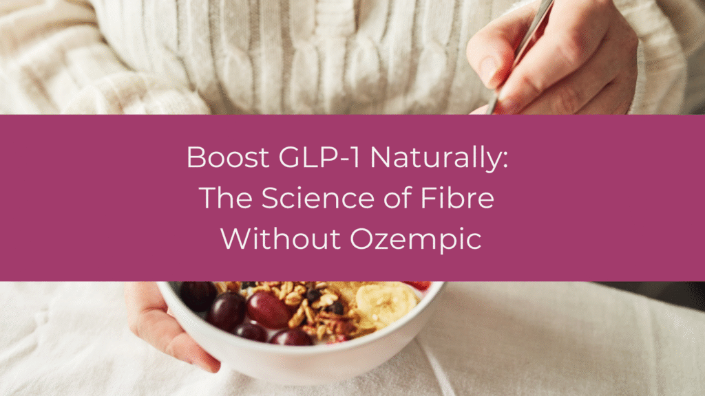 Woman eating high-fibre breakfast bowl with oats, berries, and nuts to naturally boost GLP-1 hormone production
